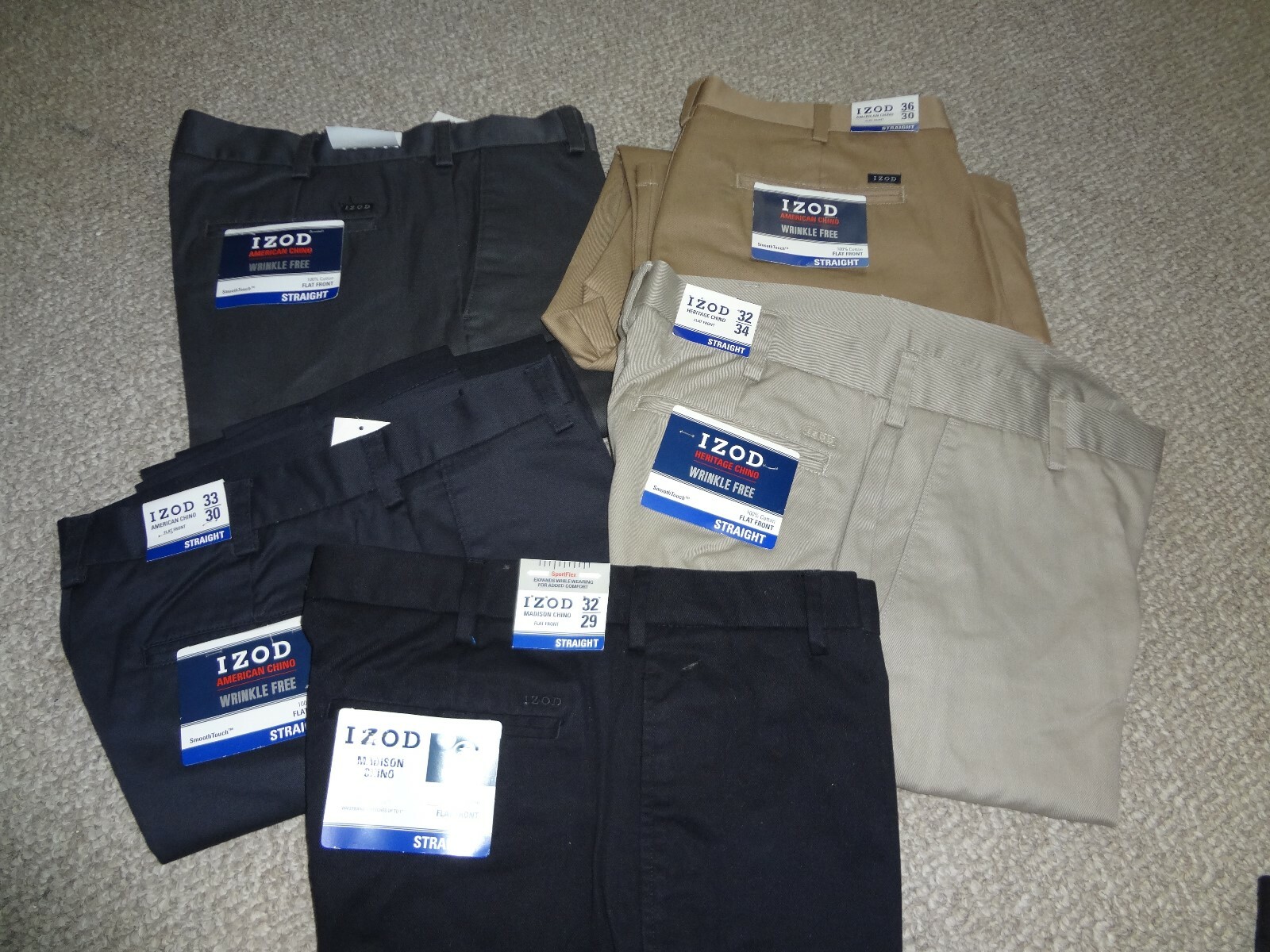 NWT Men's IZOD Khaki Pants, Wrinkle Free, Flat Front, Straight, eBay