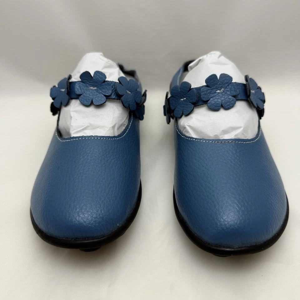 Zapatos planos cómodos sin cordones florales azules talla 7 informales para caminar todos los días para mujer’s Foto 3 de 4