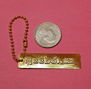 Vintages 80's Reebok Shoe Tag - Reebok Key Chain - Gold Tone