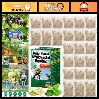 24 Pack Natural Wasp & Bee Repellent Pouches - Peppermint Oil Deterrent for Gard
