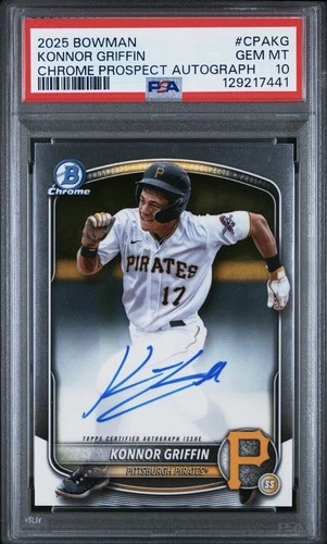 2025 Bowman Chrome KONNOR GRIFFIN Prospect Auto RC PSA 10 PIRATES