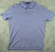 Polo Ralph Lauren Polo Shirt Men  s XL Blue Striped Yellow Pony Preppy Flaws 