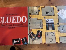 Vintage Cluedo Board Game Set with Some Wear, Missing Dagger Waddingtons