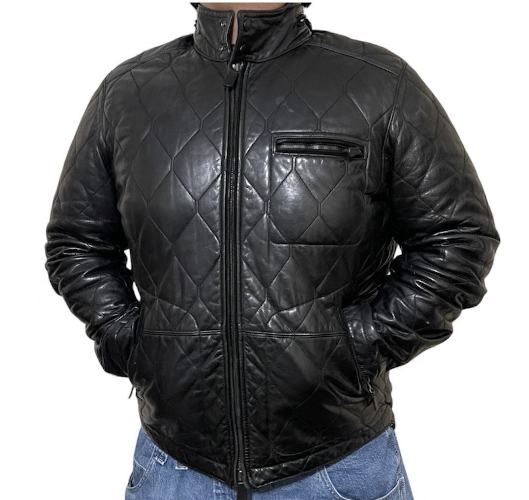 Coach Men's Black Quilted Zip Mid-Length Jacket Stand-Up Collar Regular Size L