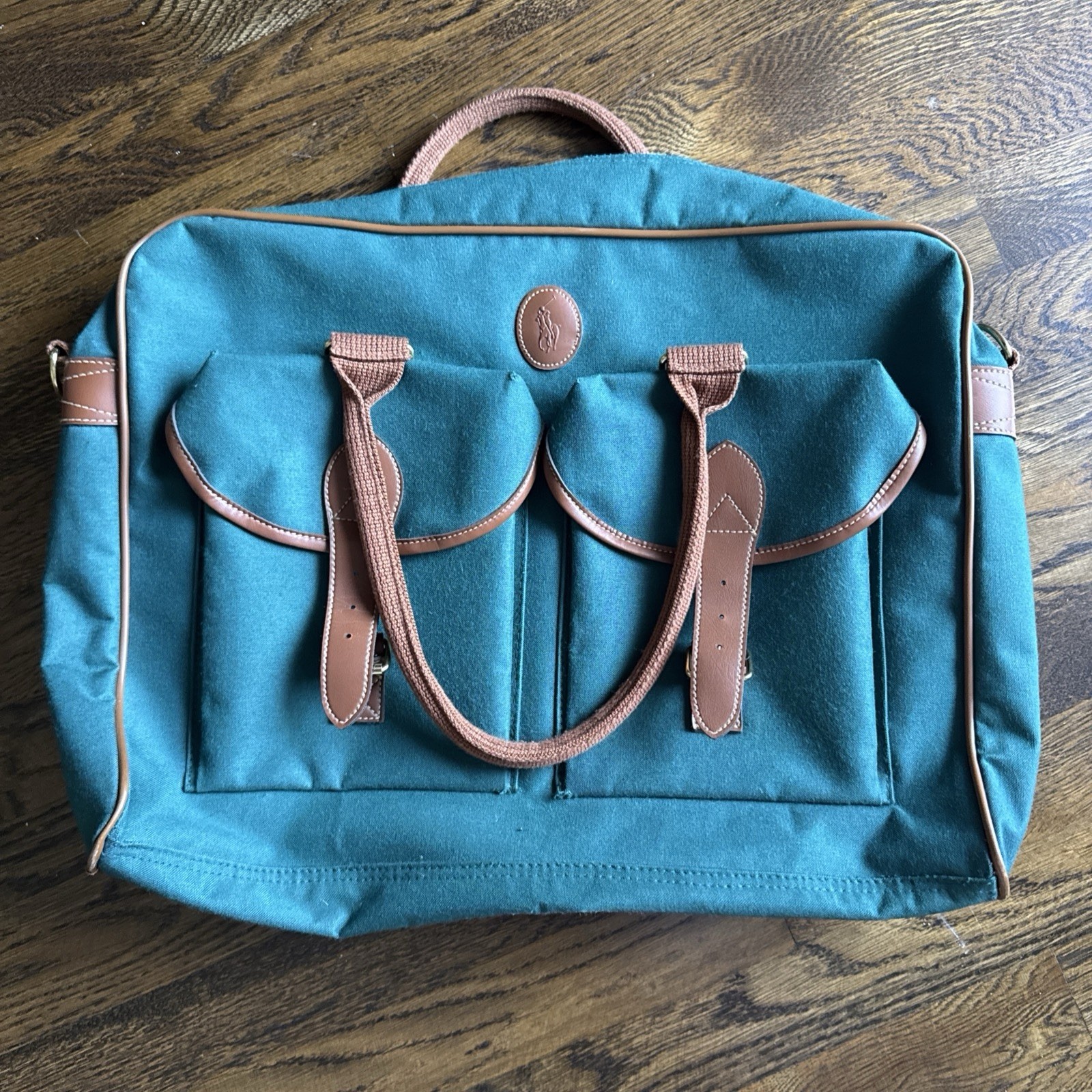 PONY Borsa Polo Ralph Lauren vintage tela verde tracolla borsa valigetta