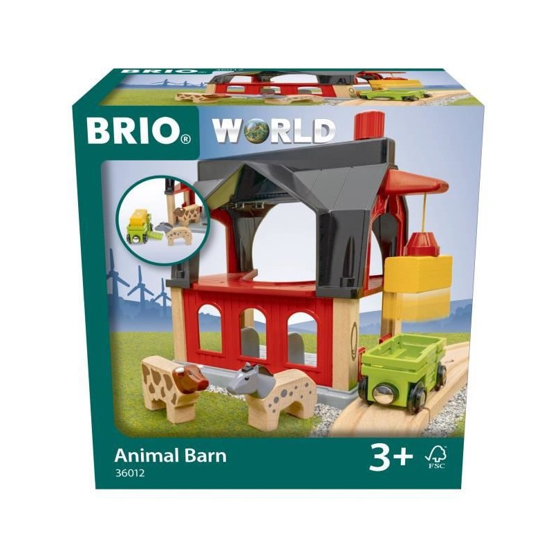 Accessoire circuit train Grange des animaux en bois interactif