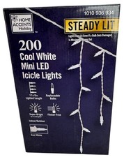 Home Accents Holiday Icicle Lights Christmas White Mini LED Outdoor Steady Lit