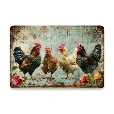 Blechschild Hühner Hahn Henne Nostalgie Vintage Metallschild 30x20cm TEL2319