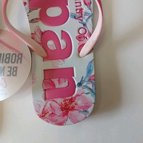 Robin Ruth Originals Japan grafische Damen-Riemensandalen Flip-Flop pink/geblümt 8M - Bild 9 von 19