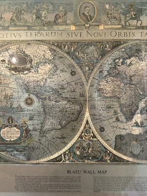 Vintage Framed Gold Foil Blaeu Wall Map of Old World 28x22 | eBay