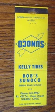 BOB'S SUNOCO GAS STATION MATCHBOOK COVER: GIRARD, OHIO EMPTY MATCHCOVER -A23