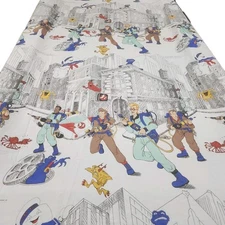 Vtg Ghostbusters 1986 Twin Flat Bed Sheet  Fabric 