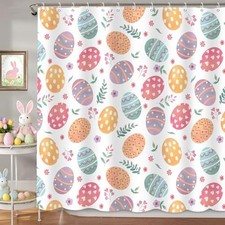 Easter Shower Curtain, Easter Colorful Eggs Shower Curtains for