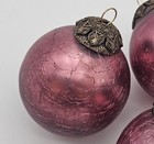 Vintage Bright Pink Kugel Style Glass Crackle Glass Ornament 3" ~ Set Of 3 — photo 9