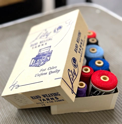 Vintage Lily Pearl Cotton Mercerized Hand Weaving Yarn – 19 Tubes – Original Box - product listing photo