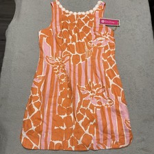 Lilly Pulitzer For Target Dress 12 Orange Pink Linen Giraffeeey Giraffe NEW