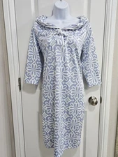 Gretchen Scott Designs Piazza Pale Blue Ruffneck Dress Sz. S Casual Preppy