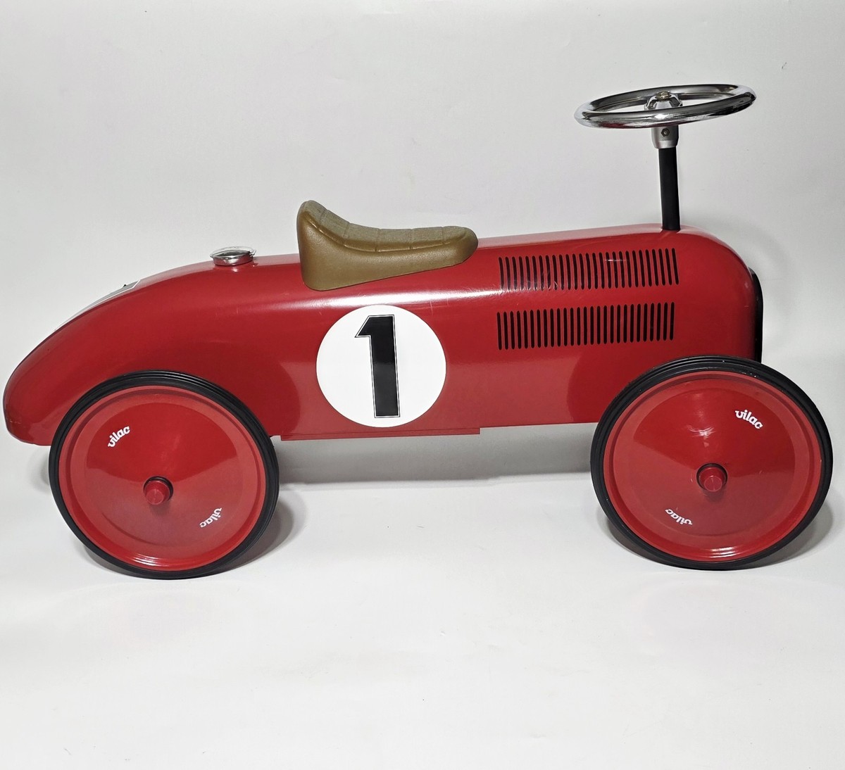 Vilac Metal Ride-on retro car redFormula 1 1950s Inspired Black