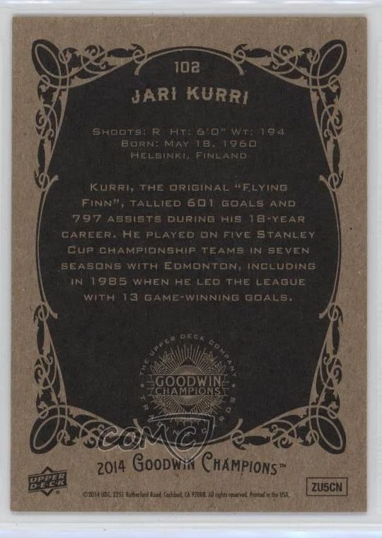 2014 Upper Deck Goodwin Champions Jari Kurri #102 HOF - Image 2 of 2