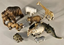 Schleich Toy Animal Lot Of 10 Resin Figures Bear Mammoth Turtle Horse Wolf Camel