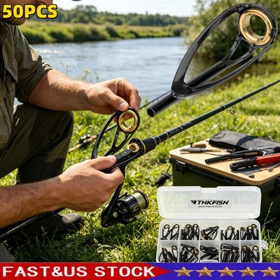 Rod Tip Repair Kit 50Pc 10 Sizes Fishing Rod Replacement Tips with Organizer Box