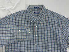Gant Ivy Indigo Long Sleeve Button Front Casual Shirt. Check, Men's Size L. GUC.