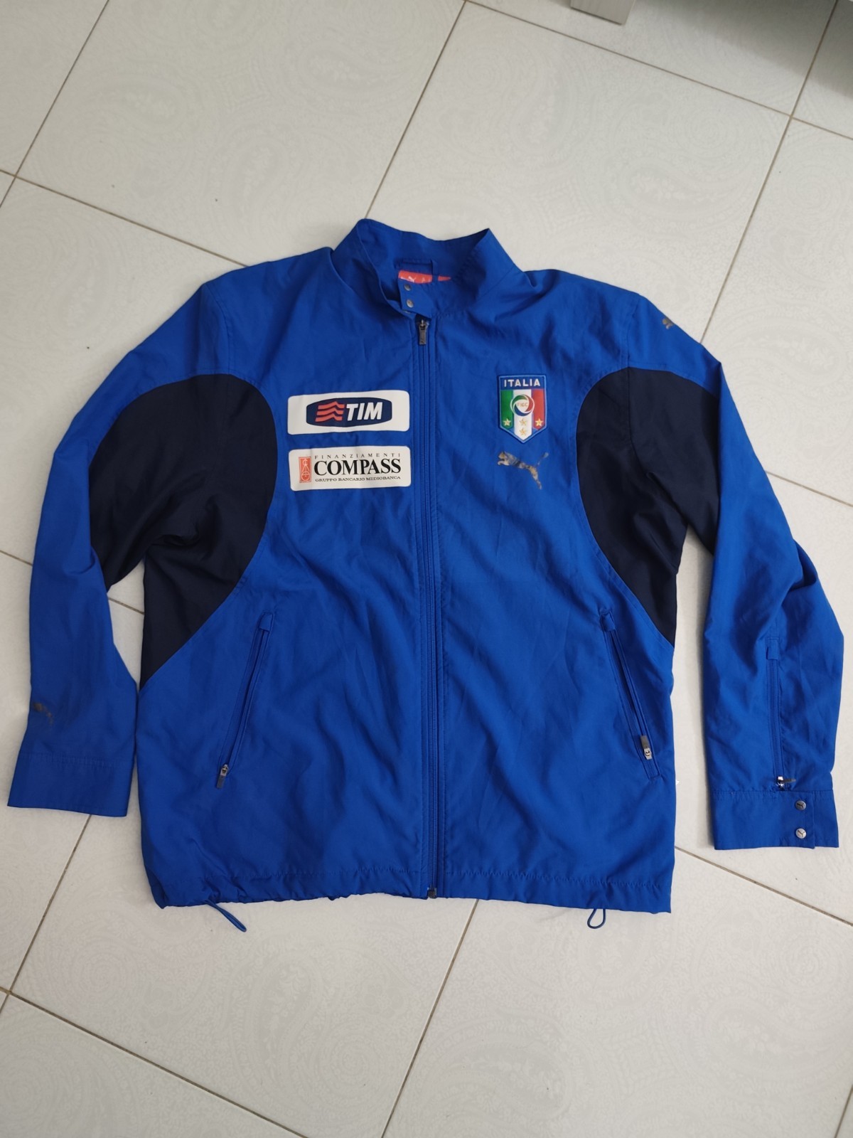 PUMA Italia FIGC 2007 Giacca tuta uomo blu L zip tasche e loghi, poliestere