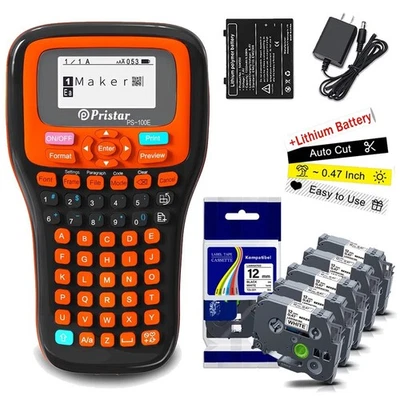 PRISTAR Handheld Label Maker Printer Machine Fit for Brother P-touch w/ 5PK TZe-231 Tape