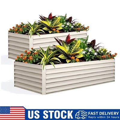 2PCS Galvanized Raised Garden Bed ,6x3x2 ft Outdoor Metal Planter Box Vegetables