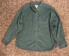 Scandia Woods Long Sleeve Button Down Corduroy Shirt Men’s 3XL Green
