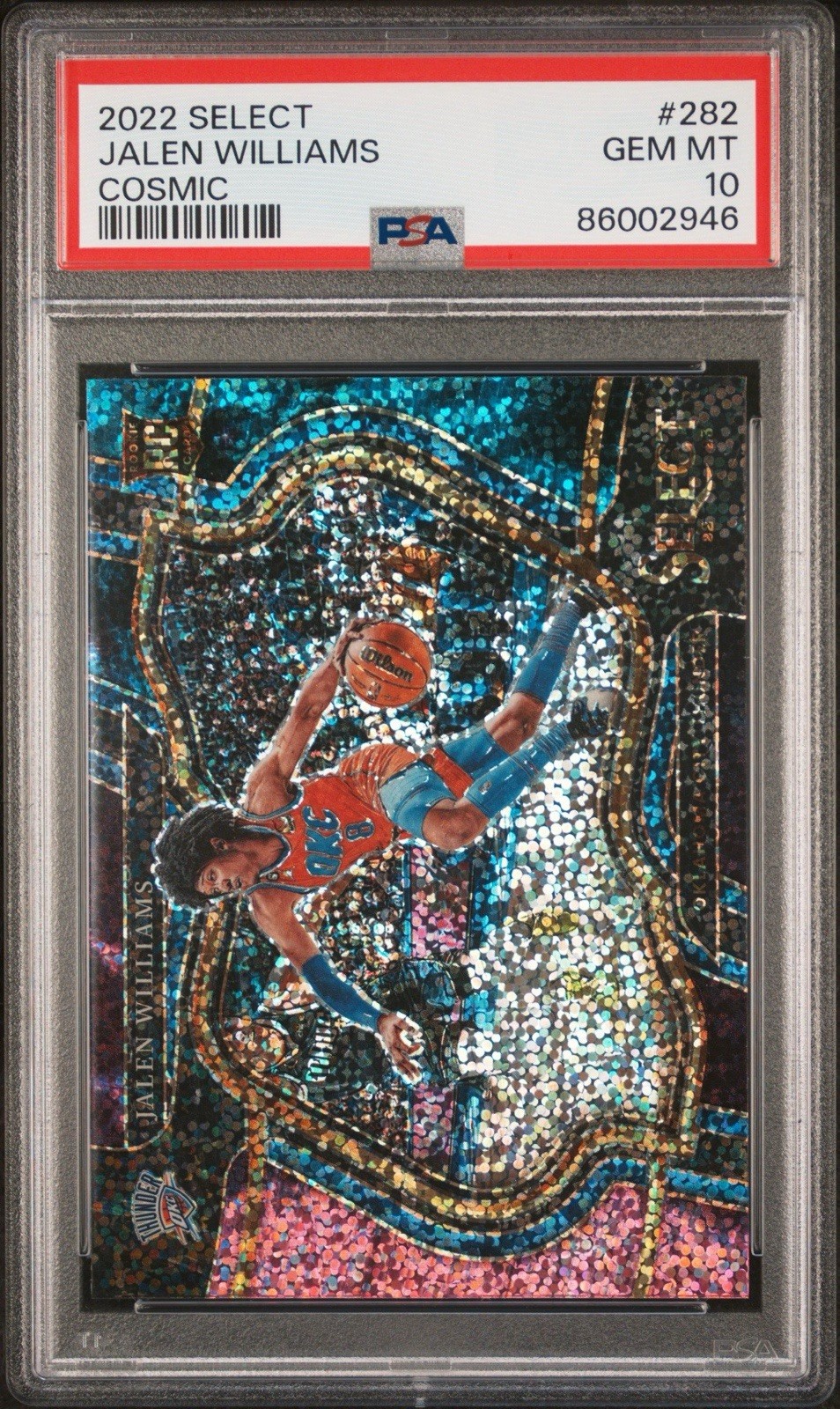2022-23 Panini Select Courtside Jalen Williams Rookie Cosmic SSP #282 PSA 10