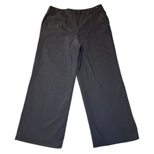 Talbots Women Italian Wool Blend Slate Gray Wide Leg Trouser Pants Size 12 Lined