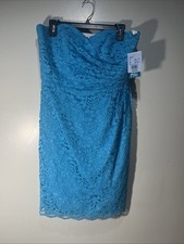 Davids Bridal Blue Lace Bridesmaid Prom Dress Size 12 Sleeveless New With Tags