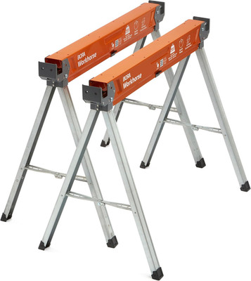 Workhorse Saw Horses 2 Pack Folding Heavy Duty Metal Sawhorse with 2X4 Bracket B