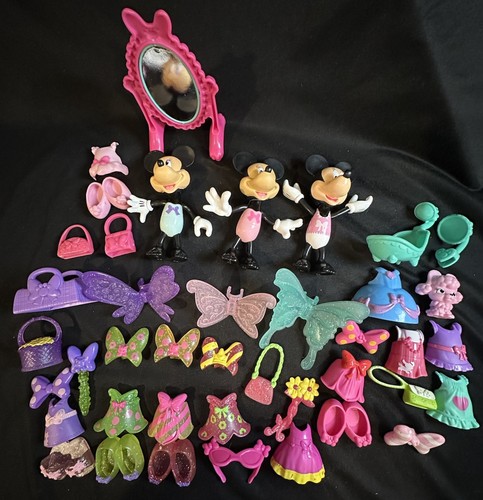 Minnie Mouse Dress Up Doll Snap On Snap N Style Large Lot  With Butterfly Wings
