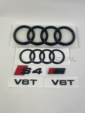 Audi S4 S-LINE V6T 2012-18 GLOSS BLACK PREMIUM BADGE SET FRONT & REAR RINGS