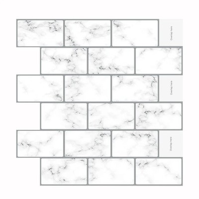 3D weiße Steine Mosaik abziehen und kleben selbstklebende Wandfliesen Vinyl 4er Pack