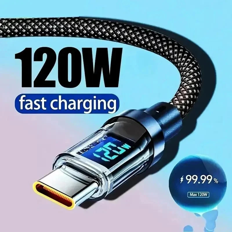 120W USB to Type C PD Fast Charge Cable 6A Lead Data Cord For Samsung Android