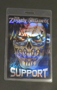 Rob Zombie Megadeth Hologram Support Laminated Tour Used Backstage Pass Mustaine