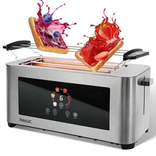 Xxl Edelstahl Toaster 4 Scheiben Toastautomat BröTchenaufsatz KrüMelschublade-image