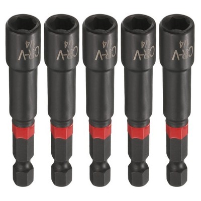 5pcs Nut Driver Drill Bits 1/4 Inch Socket 1/4'' Hex Shank 3'' Magnetic Setter