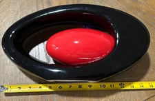 Modern abstract decorative sculpture VASE with black circle and red inner oval