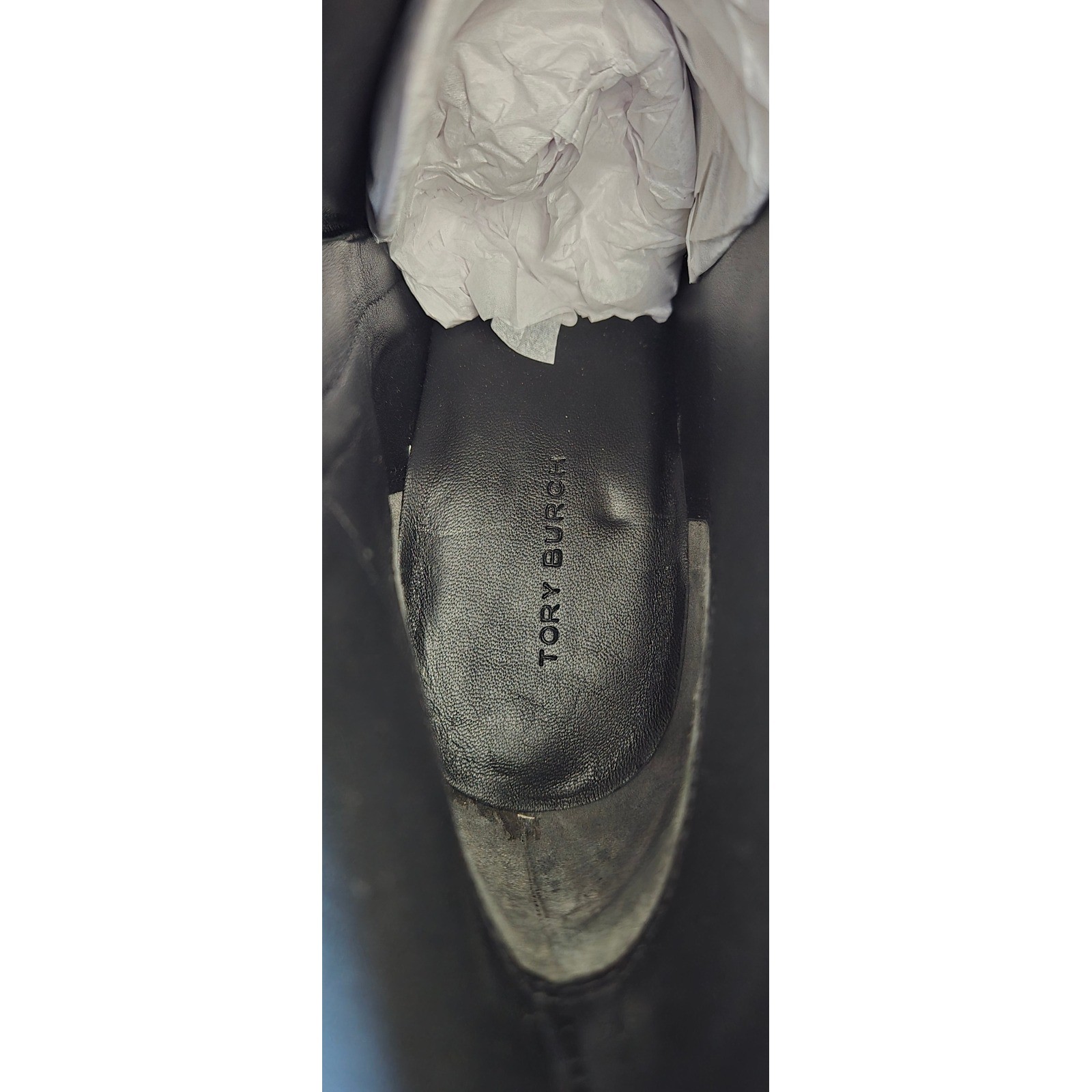 Tory Burch Black Leather Square Toe Ankle Bootie Block Heel 8913 D25 Size 8M thumbnail 8