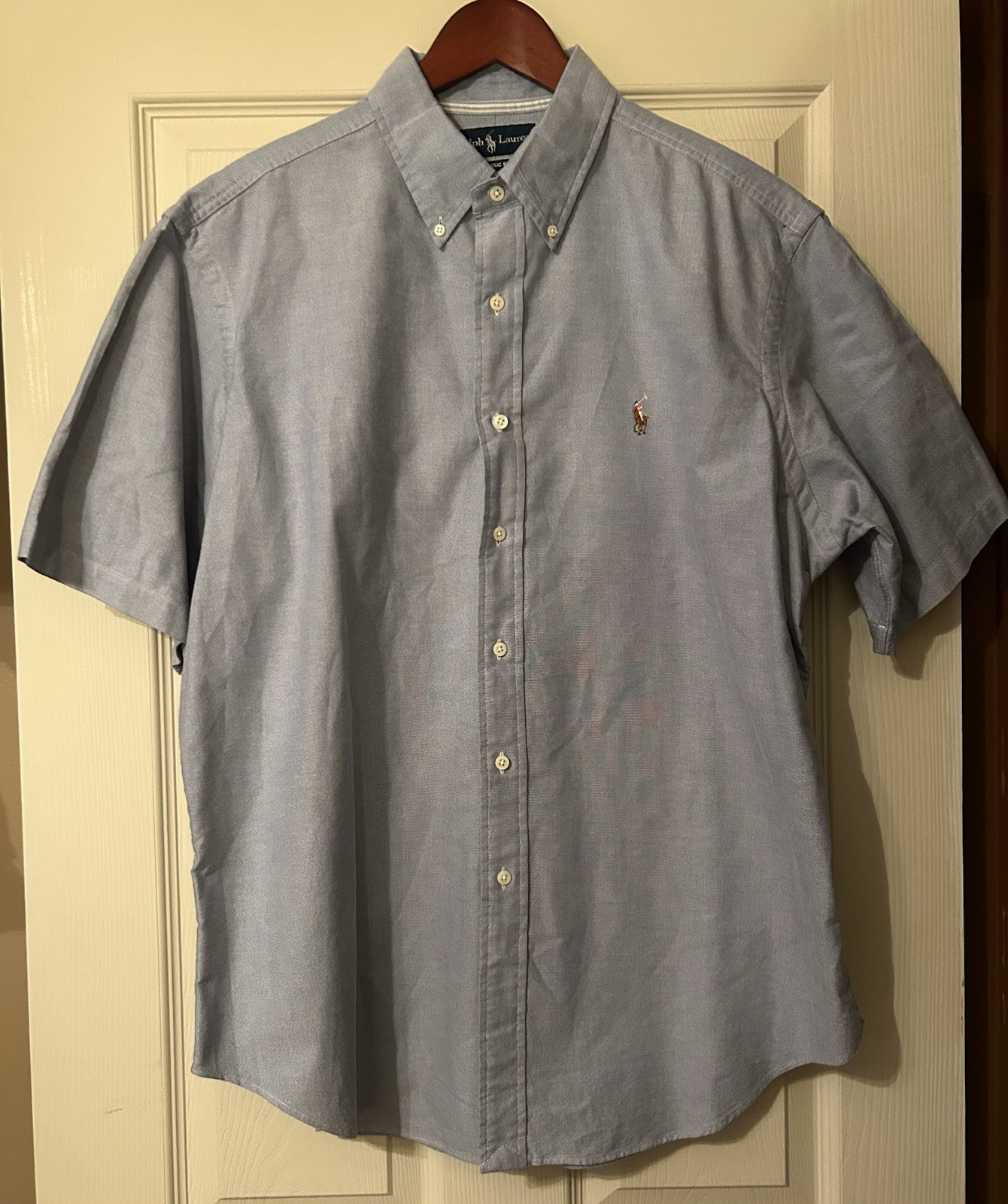 RL Camicia Uomo Taglia XL Carne Pony Lt Blu Preppy Lavoro Ufficio Accademia Business