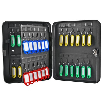 Key Cabinet Wall Mount, 48 Hooks & Tags, Storage Key Lock Box, Steel Security...