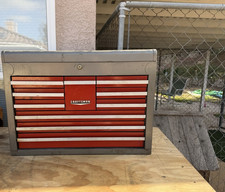 1971 Craftsman Model Tool Chest Red Gray Metal Lockable Storage Cabinet Box 1971 Craftsman Model Tool Chest Red Gray Metal Lockable Storage Cabinet Box
