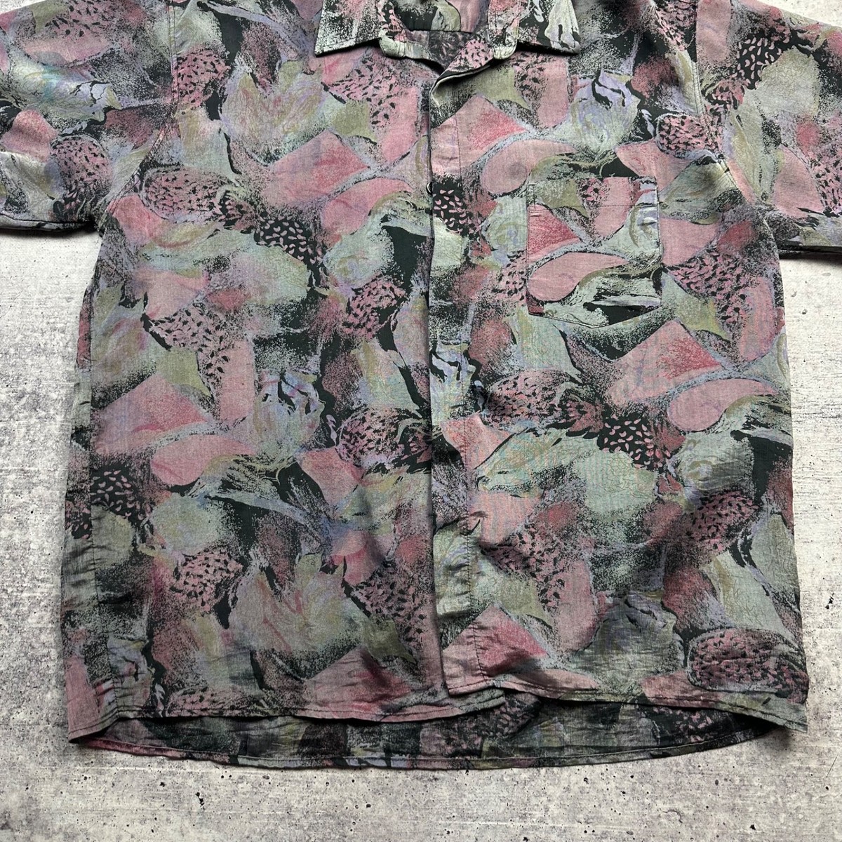 Vintage Christian Dior Silk Short Sleeve Shirt XL Abstract Floral