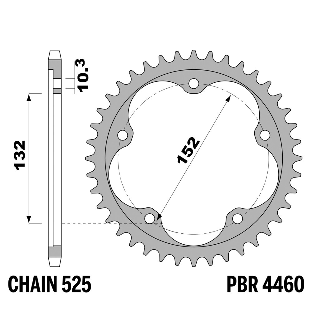 Pignon arrière PBR 43 dents en acier pas 525 pour MV Agusta Brutale RR 1090