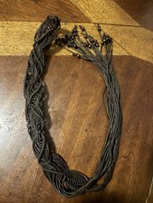 Boho Belt of Macrame Brown Vintage 1960/1970 Hippie with Adjustable Wooden Beads