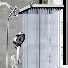Chrome Rainfall Shower Head Combo with Handheld Spray 3-Way Diverter & 68'' Hose